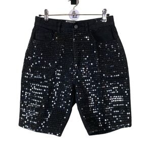 Vintage black sequin denim bermuda shorts